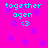 A static digital image with bright cyan text on a pink background featuring purple stars.
