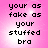 Pixelated text on pink background reads 'your as fake as your stuffed bra' in four identical with subtle light variations