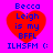 Red heart-shaped icon with blue text reading "Becca Leigh is my BFFL ILHSFM :(" on a bright pink background.