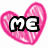 Pink heart-shaped icons with text and symbols arranged in a , displaying 'ME + YOU = LOVE' across two