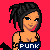 Pixel art contact sheet of a punk-themed animated icon featuring multiple frames with text, characters, and symbols on a red background.