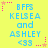 Yellow background with blue text reading 'BFFS KELSEA and ASHLEY <33' repeated in a , surrounded by pink and orange star-shaped pixel decorations