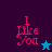 Pixelated text "I Like You" in pink with a star symbol, displayed across four quadrants of alternating dark and light blue backgrounds.