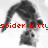 A black-and-white animated icon shows a stylized figure with long hair in a dynamic pose, accompanied by red pixelated text reading "spider kitty" and "does whatever a spider kitty does!".