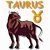 A pixelated zodiac icon shows a brown bull standing left with 'TAURUS' text above and golden Taurus symbol, next to green 'OriginalIcons.com' on dark background.