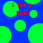 Blue background with green circles and red text reading 'i love tori' in two identical sections.