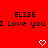 Red background with repeated black text "ELISE I Love you" and white pixelated hearts arranged in a pattern