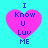 Four identical pink heart-shaped icons with blue text "I Know U Luv ME" on a cyan background, arranged in a