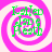 Four identical pixelated display green text over pink and white spiral backgrounds with subtle animation