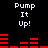 Black background with white text reading "Pump It Up!" and red horizontal bars that change height across frames.