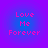Pixelated text 'Love Me Forever' in pink on a blue-to-purple gradient background, displayed in a