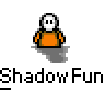 A 4x4 contact sheet of pixel art frames showing a character in an orange jumpsuit performing various actions against a gray background with visible transparency effects.