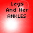 Red background with pixelated text 'Legs And Her ANKLES' in black, four identical arranged in a