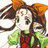 A pixelated anime-style character with brown hair and orange bow, wearing green jacket over red shirt, next to black background with white text "Anime IM" and signature "C0M".