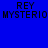Four pixelated display 'REY MYSTERIO' text on solid blue, teal, green, and dark teal backgrounds