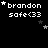 Pixelated text 'brandon safe<33' with white stars on black background, stars animate in position across frames.