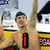 A pixelated image of a shirtless man with arms raised, overlaid with text reading "i love Ryan Lochte" in red, white, and blue.