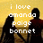 Pixelated image of two silhouetted figures holding hands against a yellow background with white text reading "i love amanda poige bonnet" and "forever <3 and i always will <3<3".