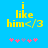 Yellow text 'i like him</3' on blue background with pink and purple asterisks below, two variations of the same design.