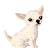 Two pixelated white dogs with large black eyes and noses sit side-by-side against a gray background, one facing left, the other right.