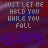 Pixelated text 'JUST LET ME HOLD YOU WHILE YOU FALL' repeated above four of 'apart' in varying purple hues on a dark red and blue gradient background