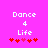 Pixelated text 'Dance 4 Life' above red heart symbols on a bright pink background, with two variations of heart coloration.