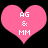 Two pink heart-shaped icons with white text 'AG & MM' on black background, side-by-side.