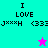 Four quadrant with cyan, purple, magenta, and blue backgrounds displaying 'I LOVE JxxxH <333' text and a single pixelated star icon in the cyan and magenta quadrants
