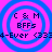 Four identical blue circular patterns on a pink background with text "C & M BFFs" and "4-Ever <333" in dark blue pixelated font.