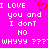 Pixelated text on bright pink background with red heart symbol replacing 'I' in repeated phrase.