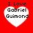 Four identical pixelated heart-shaped icons with 'I Love Gabriel Guimond' text on a red background.