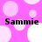 A static image with a bright pink background covered in white and light pink circles, featuring the text "Sammie" in black pixelated font at the top and bottom.