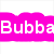 A static image with bright pink background and repeated white text "Bubba" in a pixelated font, showing horizontal banding artifacts.