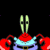 Pixelated cartoon character with red claws and a blue body on black background, next to green text reading "Original Icons .com" on dark green background.