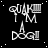 Black background with white pixelated text and symbols arranged in a , featuring repeated 'QUAK' and 'DOGII' elements with star-like dots scattered throughout