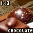 chocolate bar segments with sprinkles, each labeled 'CHOCOLATE' in pixelated text beneath