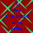 Red background with cyan diamond lattice pattern and blue text reading "i love vanessa and jewls!!!" in four identical quadrants.