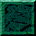 Two side-by-side pixelated frames show a dark teal background with a glowing green outline forming a square with rounded corners, transitioning from a fragmented state to a complete shape.