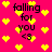Pixelated pink background with yellow hearts and black text reading "falling for you <3" in four repeated sections, animated to shift positions.