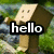 Animated pixelated scene with a house-shaped figure and text overlays changing across frames.