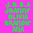 Pixelated green text on four colored backgrounds: pink, peach, yellow, and light orange.