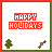 identical square icons with red 'HAPPY HOLIDAYS' text, green trees, and orange carrots on white backgrounds bordered by thin red lines