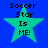 Four identical pixelated green stars on blue background with black text "Soccer Star Is ME!" inside each star.