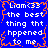 Blue background with white pixelated text reading "Liam<3 the best thing tht happened to me" repeated four times in a , bordered by orange jagged lines