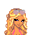 Pixel art featuring a blonde woman with sunglasses, a bikini, and denim shorts alongside repeated 'California' text with blue hearts and 'Here we come' phrases in blue and pink.