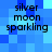 Blue pixelated background with repeated text "silver moon sparkling" in black font across four quadrants.
