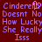 Pixelated text on dark red background with pink heart symbol replacing 'e' in 'Cinderella', repeated twice side-by-side.