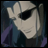 Pixelated anime-style character with pale skin and dark hair, wearing a dark outfit with purple accents, positioned next to text reading "AnimeIM" and "com" on a black background.