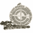 A static image shows a pixelated circular emblem with concentric rings and a central cross, next to a figure in armor holding a sword.