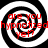 Four identical black-and-white spiral patterns arranged in a with red text overlaid on each spiral
